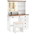 Farmhouse Vanity Set with Mirror and 3-Color Lighting-White