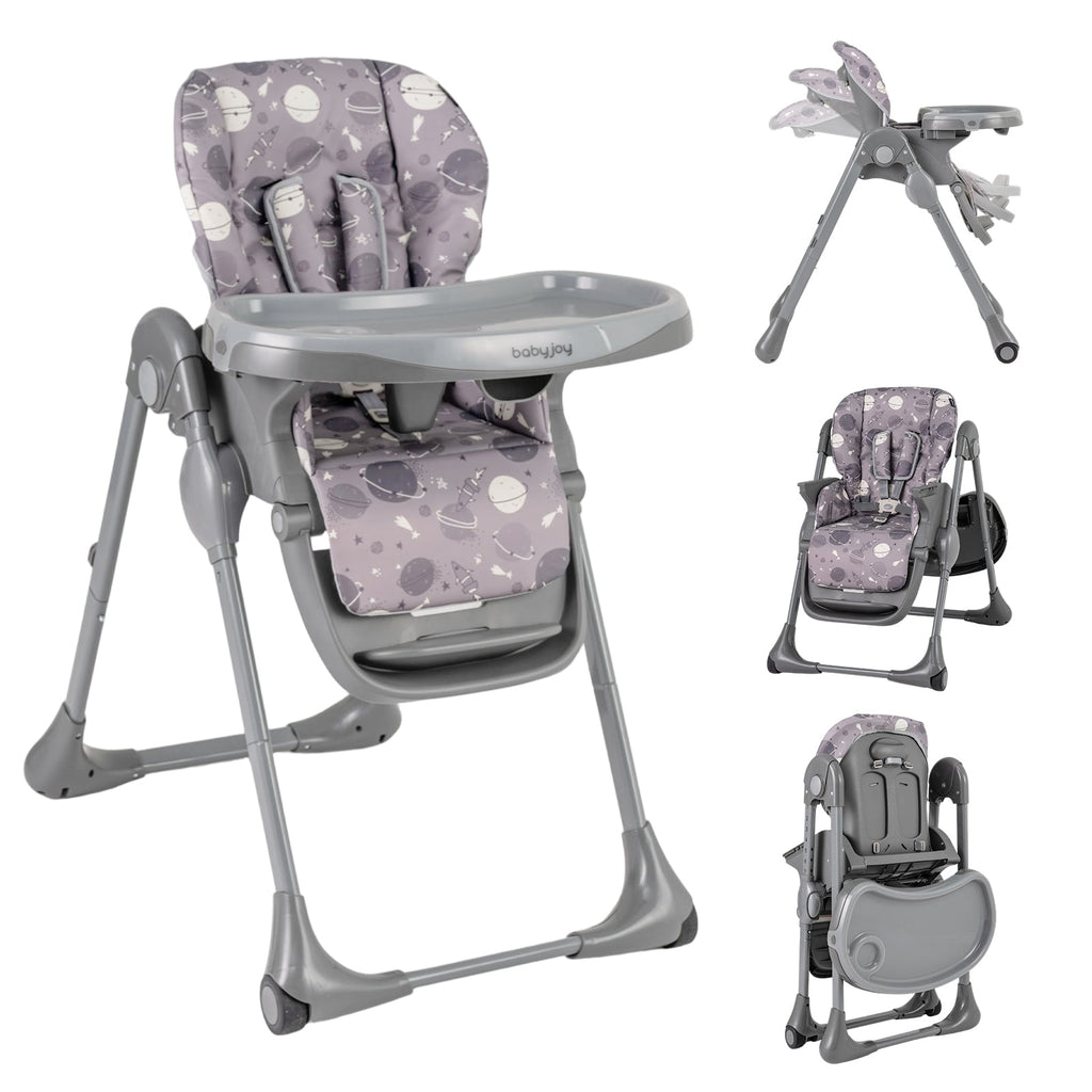 Folable High Chair with Detachable Cushion and High Chair for Babies and Toddlers-Gray