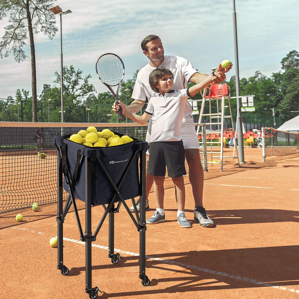 Lightweight Foldable Tennis Ball Teaching Cart with Wheels and Removable Bag