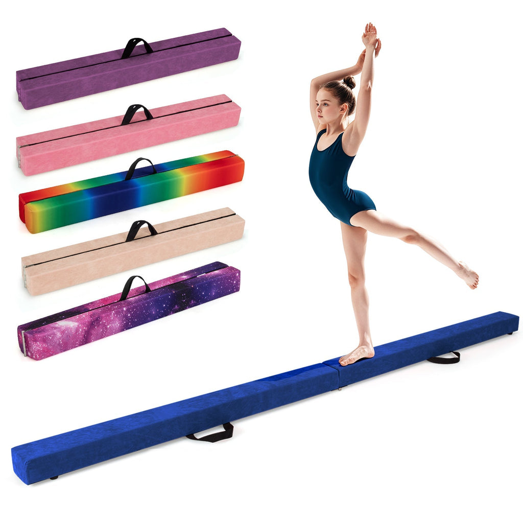 Folding Balance Beam with Solid Wood Base and Anti-slip Bottom
