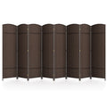 8-Panel Folding Room Divider with Hand-Woven Texture and Solid Wood Frame