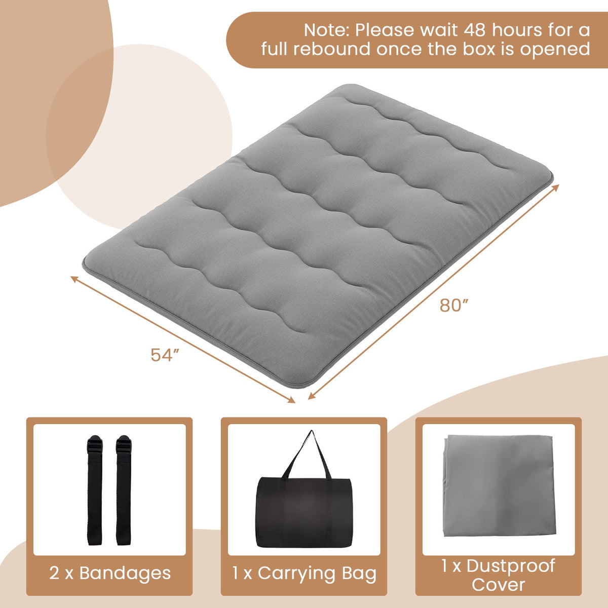 Futon Mattress with Washable Cover and Carry Bag