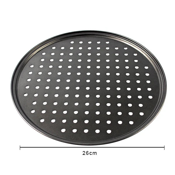 Nonstick Carbon Steel Pizza Crisper Trays Pizza Baking Pan Mold with Holes Round Deep Dish Plate