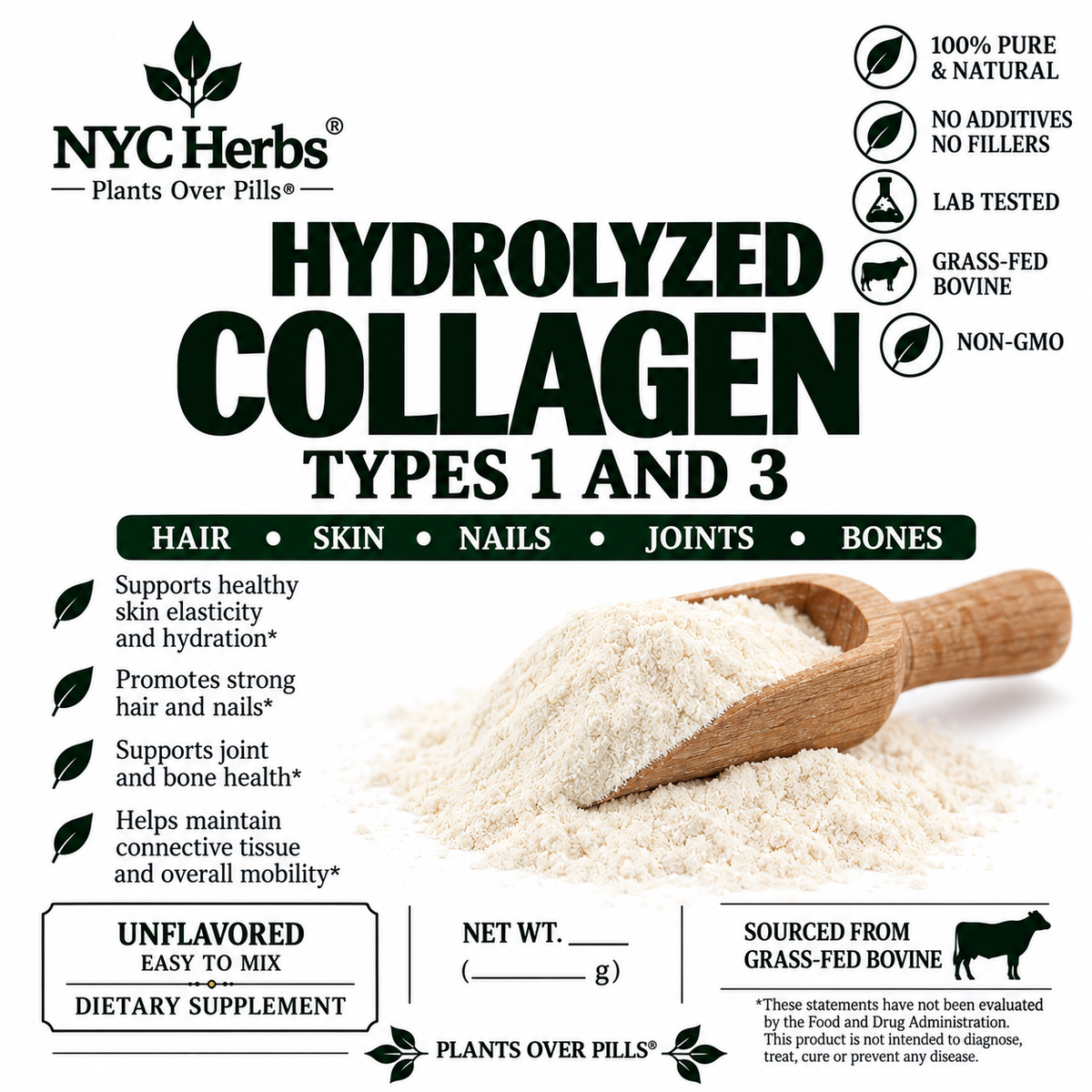 Hydrolyzed collagen types 1 and 3 - 6 oz