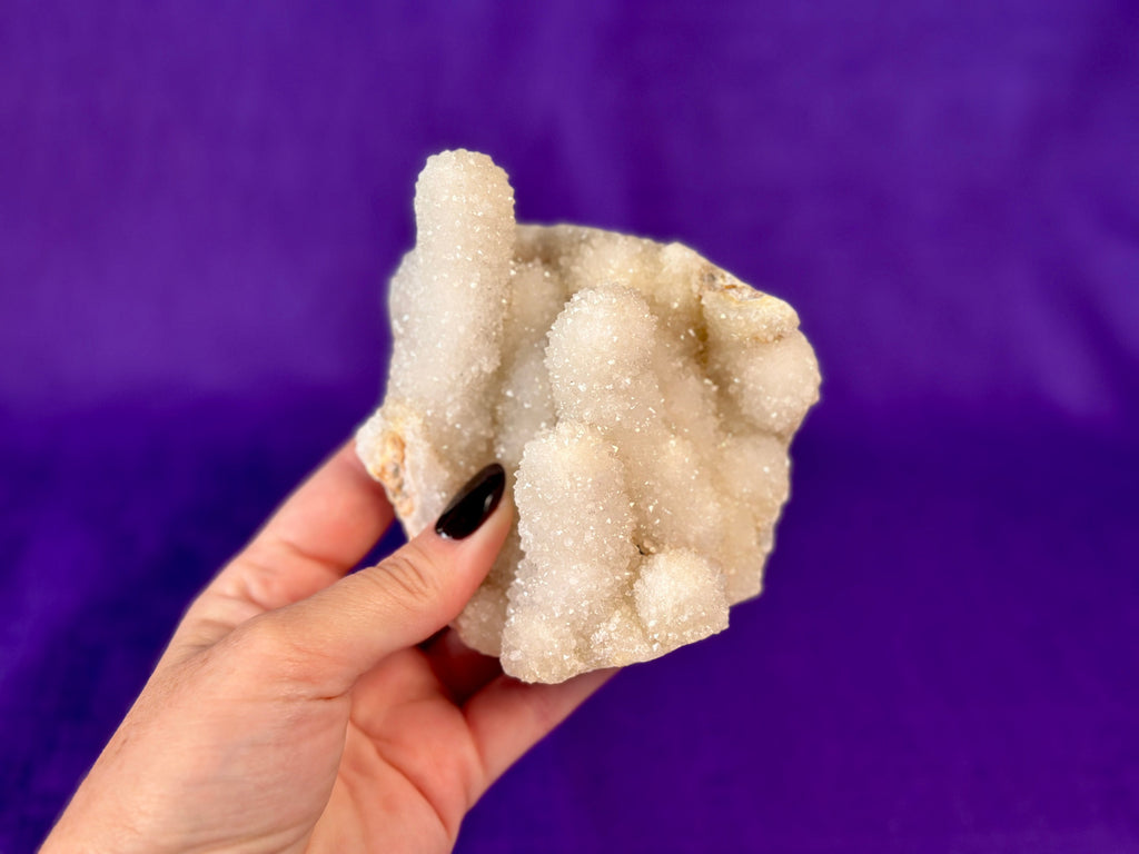 Chalcedony & Crystal Quartz Stalactite 3-8", Natural Quartz on Chalcedony Stalactite Specimen