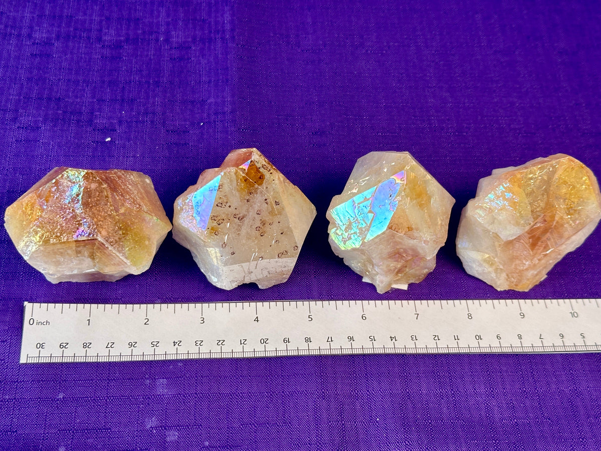 Aura Citrine Top Polished Rough Point — Semi-Raw Standing Angel Aura Citrine | Money & Success Stone