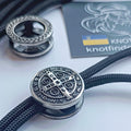 Cross of Saint Benedict. Exorcist. Steel bead for Paracord. Religious symbols. Catholicism. Vatican symbols.