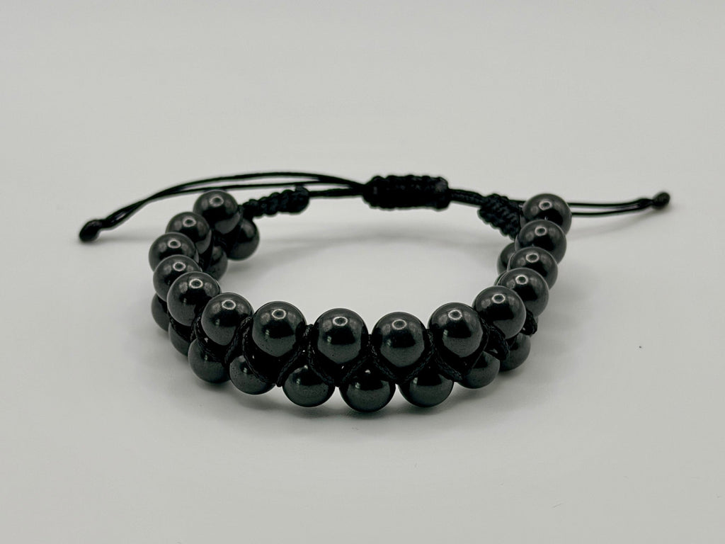 SHUNGITE DOUBLE MACRAME BRACELETS! - EMF Protection - Hand Cut Genuine Natural Shungite Bracelet High Quality Black Lustrous Gemstone from Russia