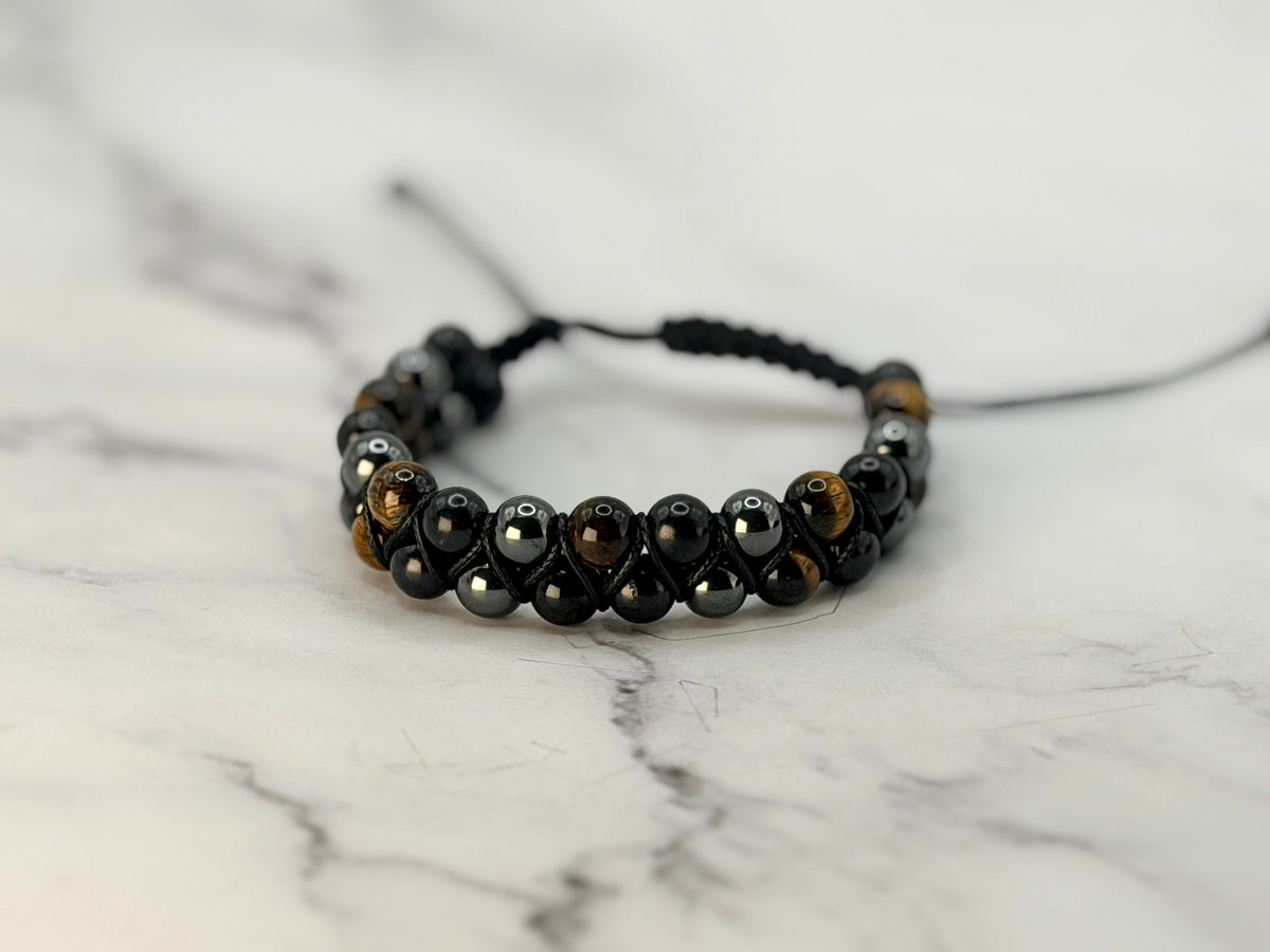SHUNGITE DOUBLE MACRAME BRACELETS! - EMF Protection - Hand Cut Genuine Natural Shungite Bracelet High Quality Black Lustrous Gemstone from Russia