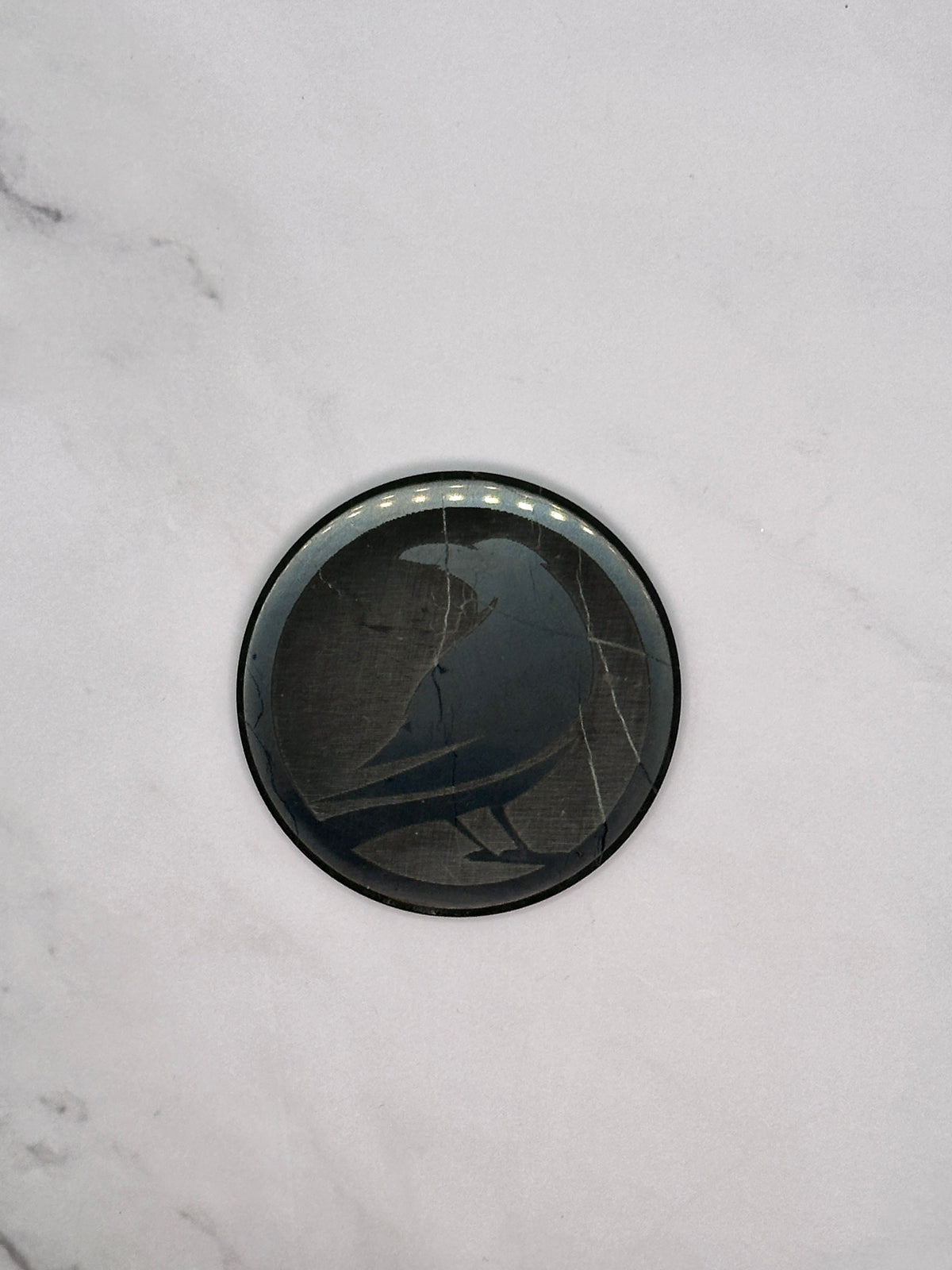 SENDING RAVENS SPECIAL EDITION SHUNGITE ROUND PHONE PLATES! - EMF Protection - Hand Cut Genuine Natural Shungite Phone Plate High Quality Black Lustrous Gemstone from Russia