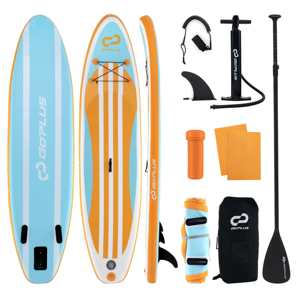 Inflatable Stand up Paddle Board with Adjustable Paddle and 3 Fins for Adults and Youths