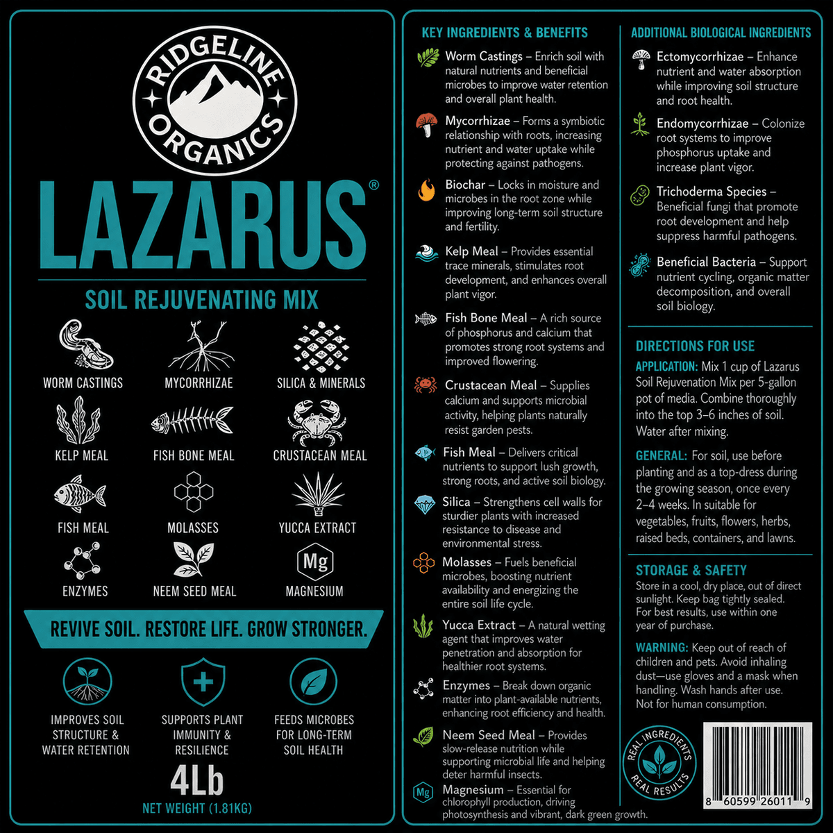 Ridgeline Organics Lazarus – Soil Rejuvenation & Conditioning Mix 4lb