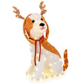 Lighted Christmas Dog with LED Lights Ground Stakes and Cable Tiers