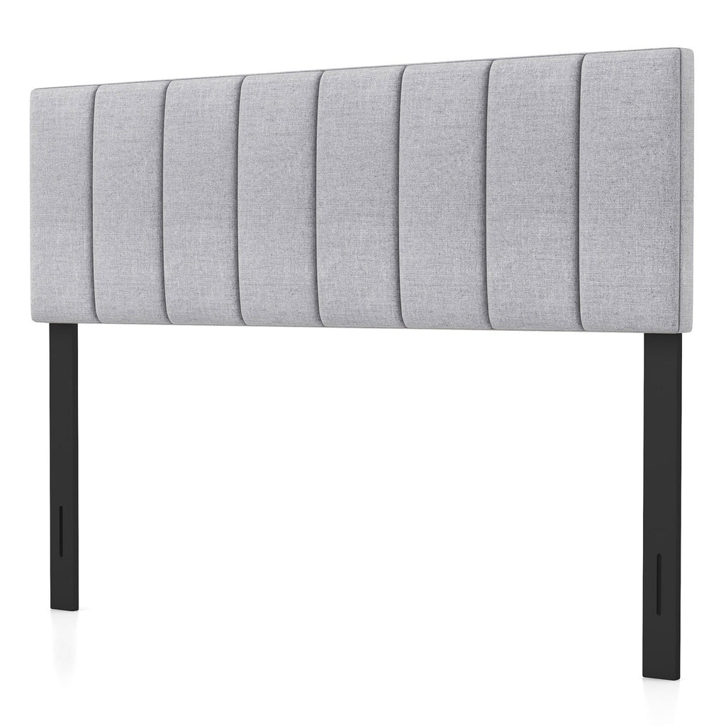 Linen Upholstered Headboard with Solid Wood Legs and Adjustable Width