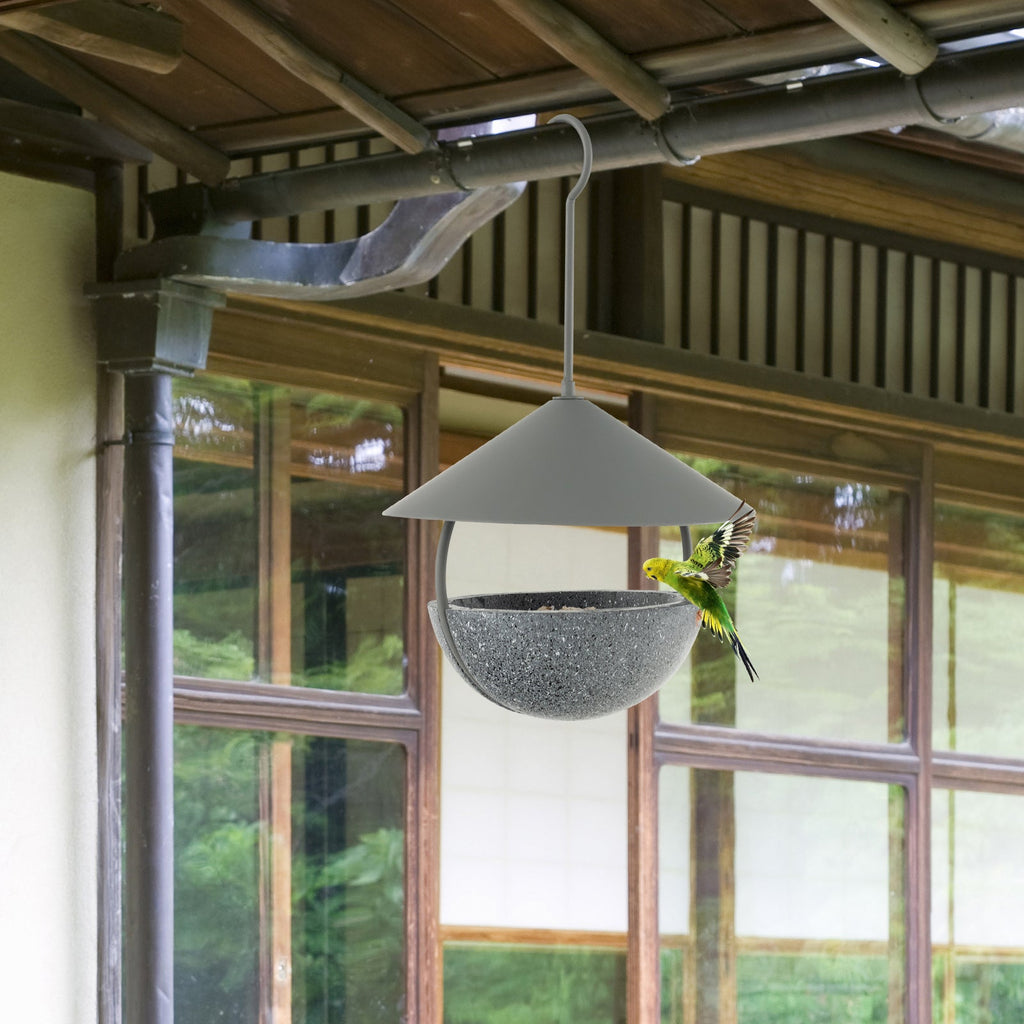 Metal Hanging Bird Feeder and Bath with Weatherproof Dome