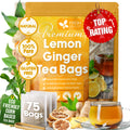 Premium Lemon Ginger Tea Bag, Eco-conscious Tea Bags. Lemon Ginger Herbal Tea. No Sugar, No Caffeine, No Gluten, Vegan.