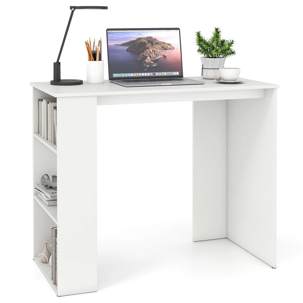 Computer Desk with Bookshelf for Small Space-White