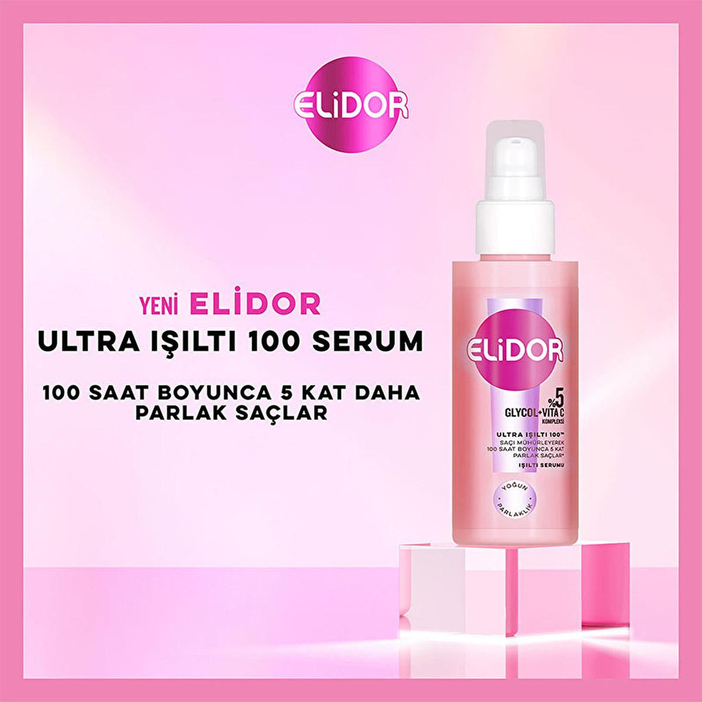 Elidor Ultra Shine 100 Shine Serum - Intense Shine Hair Serum for Dry, Damaged Hair - 3.04 fl oz