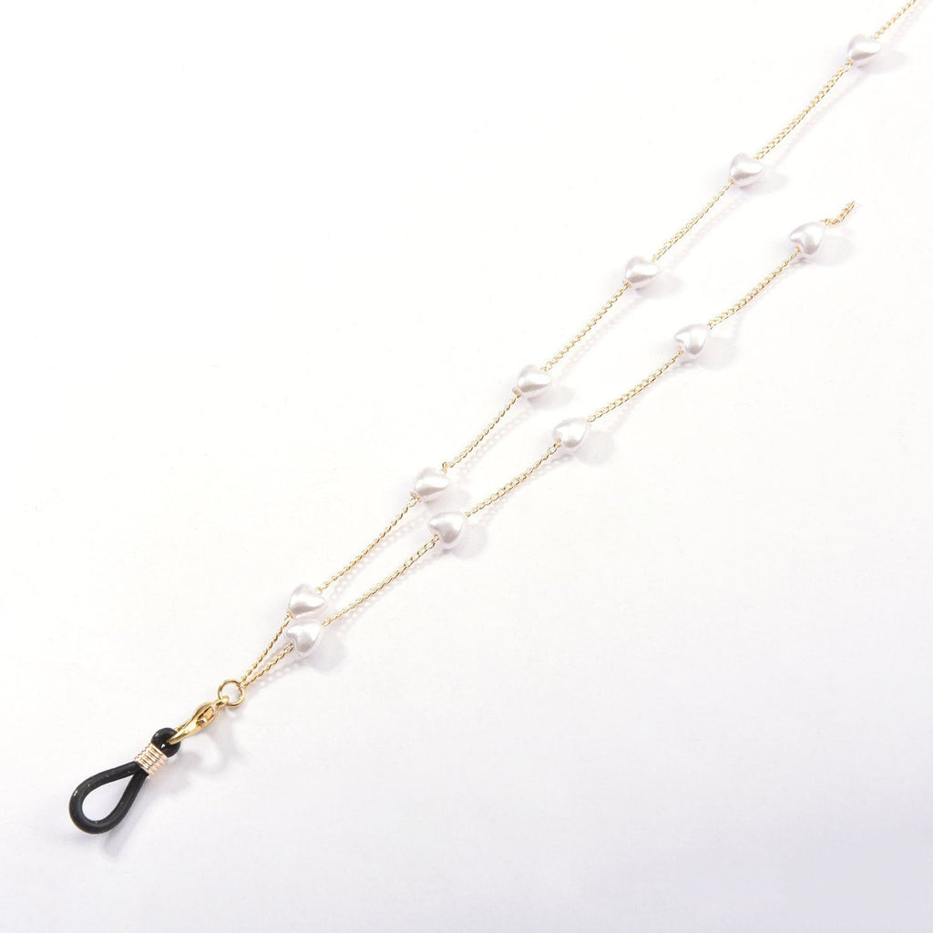 Heart Pearl Color Clip Bead Metal Glasses Chain