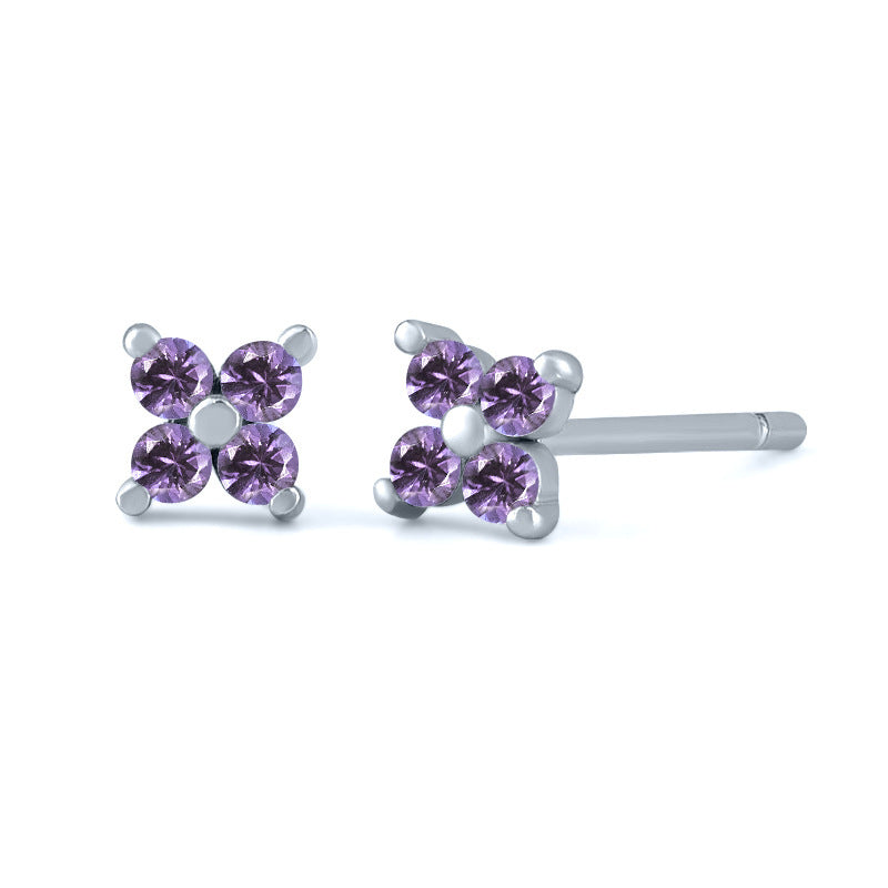 Micro-inlaid Colorful Zircon Earrings Simple