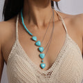 Vintage Natural Turquoise Smooth Beads Necklace