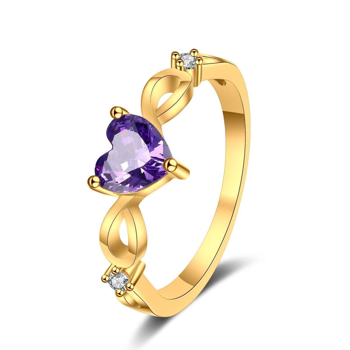 S925 Silver Amethyst Heart Gemstone Ring