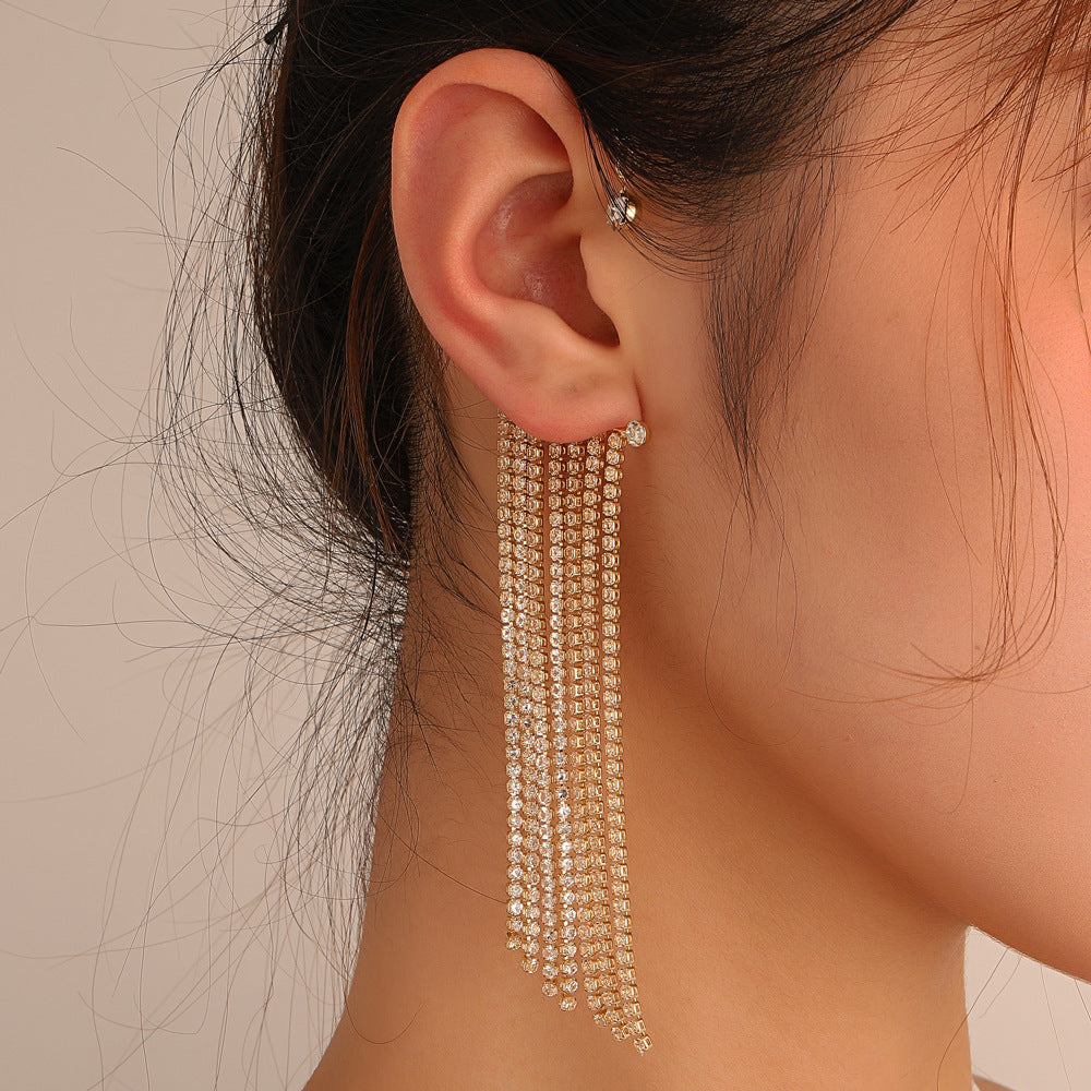 Rhinestone Tassel Earrings