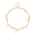 Summer Beach Sexy Double Layered Round Beads Star Feet Chain