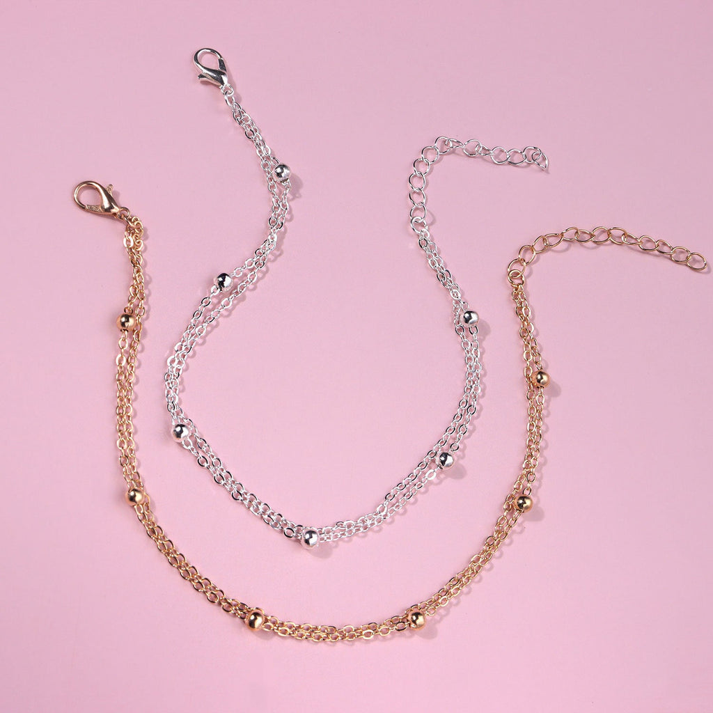 Bead Double Layered Anklets Jewelry