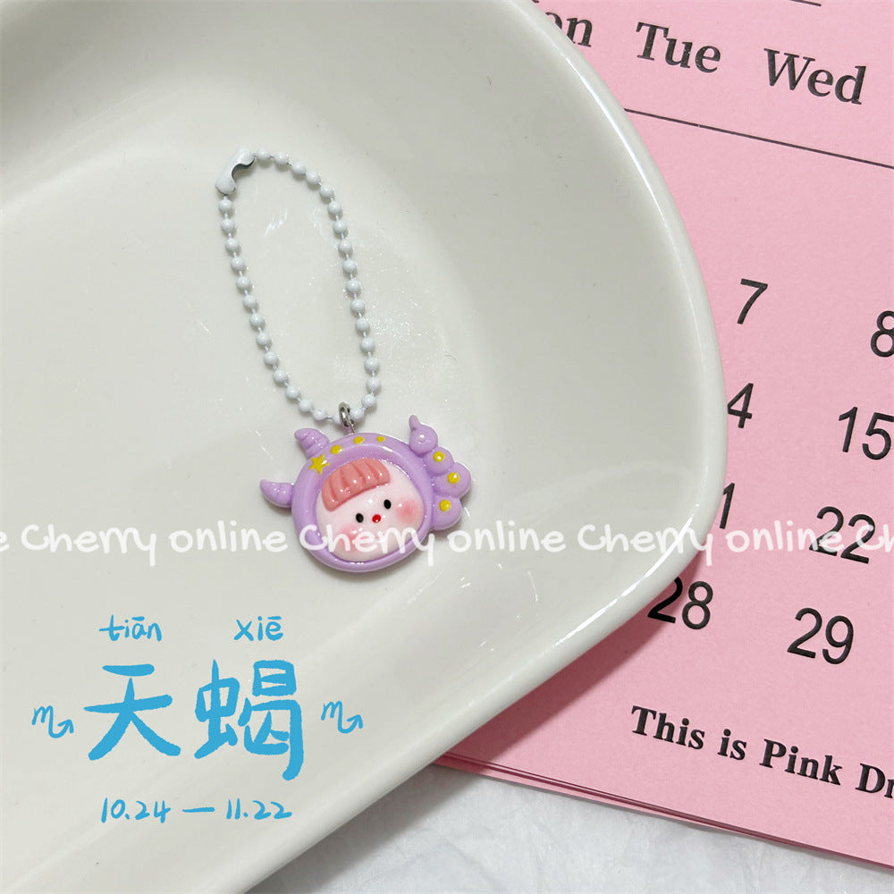 Twelve Constellation Girlish Lanyard Keychain
