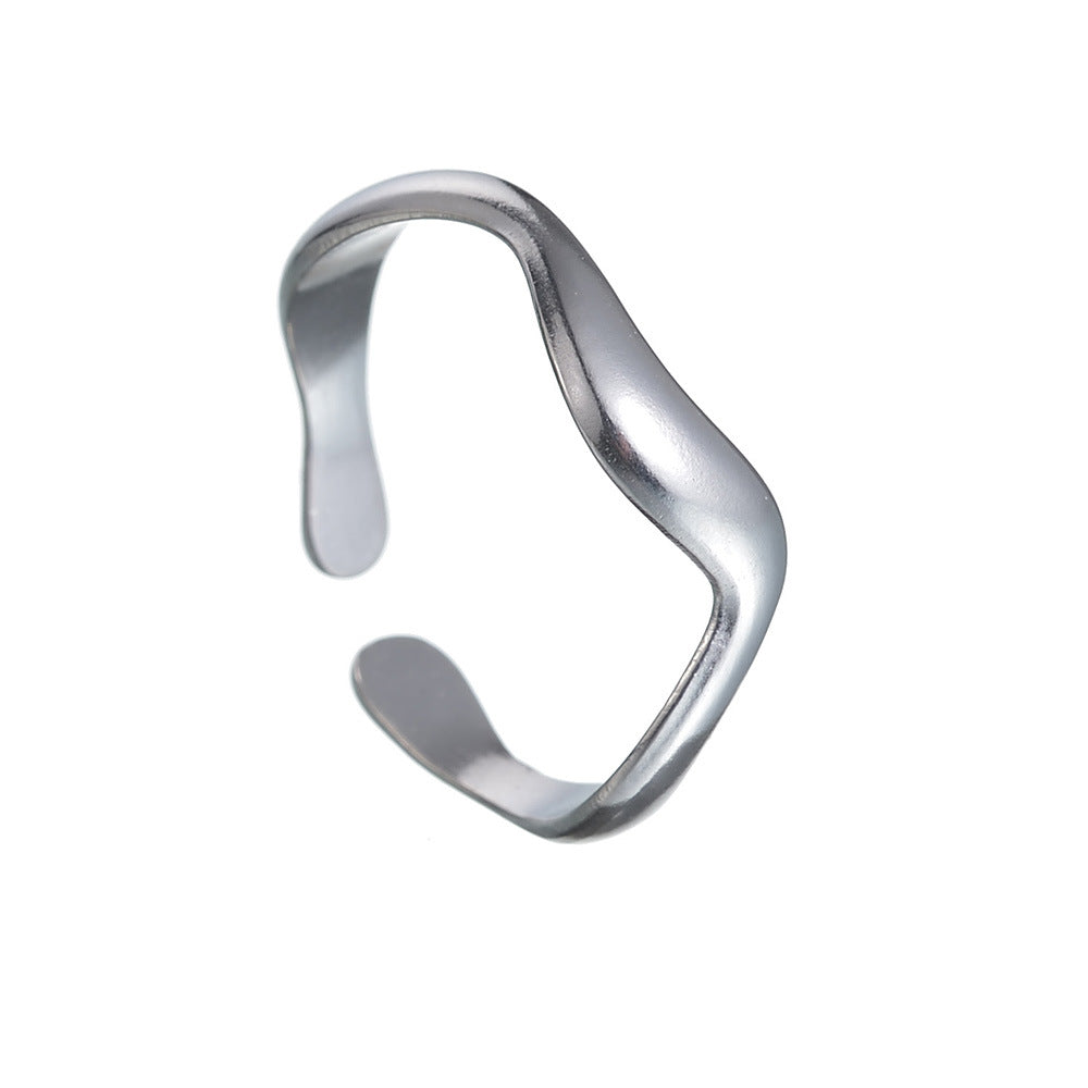 Women's Water Wave Titanium Steel Open Ring