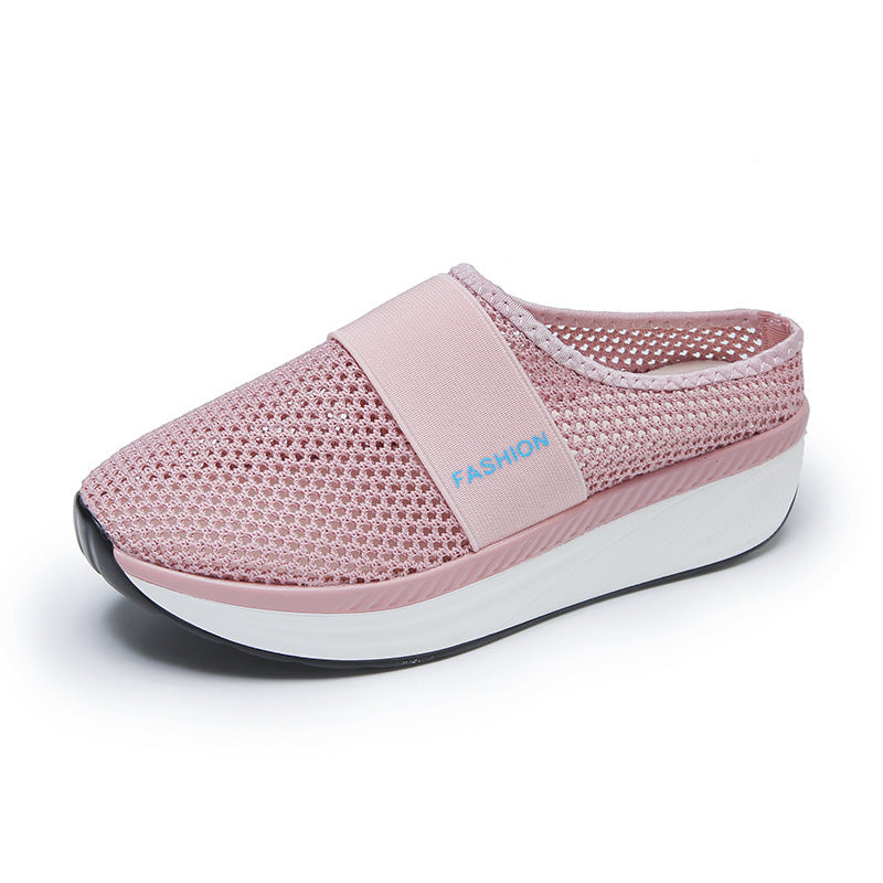 Plus Size Mesh Platform Slip-ons