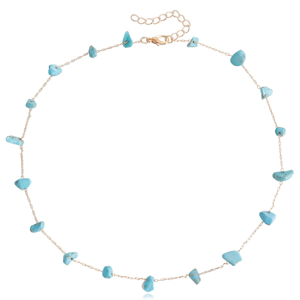 Beach Colorful Natural Irregular Stone Necklace