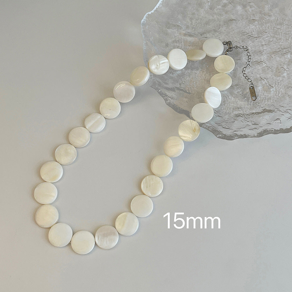 Natural Shell Disc Beading Choker Necklaces