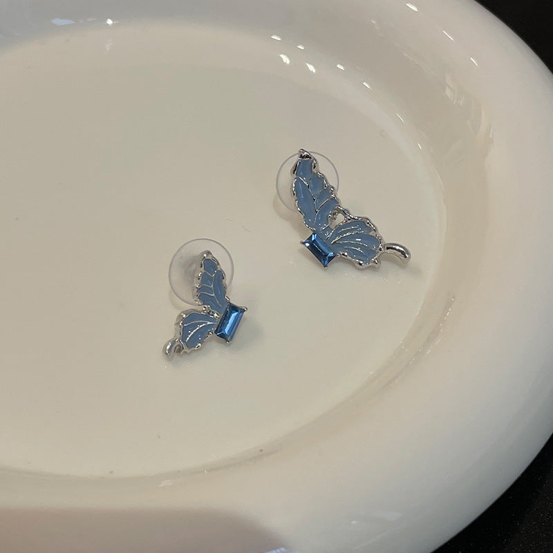 Super Fairy Painting Oil Blue Butterfly Studs
