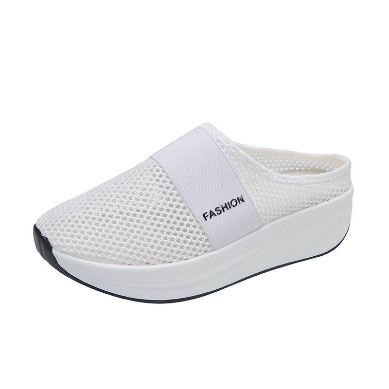 Plus Size Mesh Platform Slip-ons