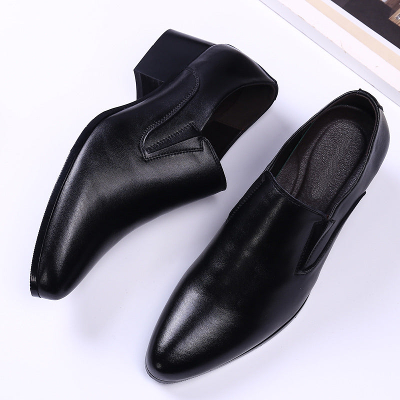 Men's High Heel Elevator Leather Shoes