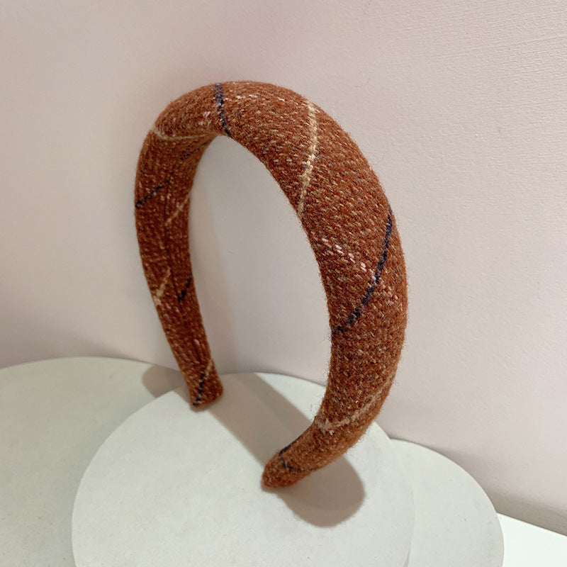 Gentle Temperament Warm Plaid Woolen Headband