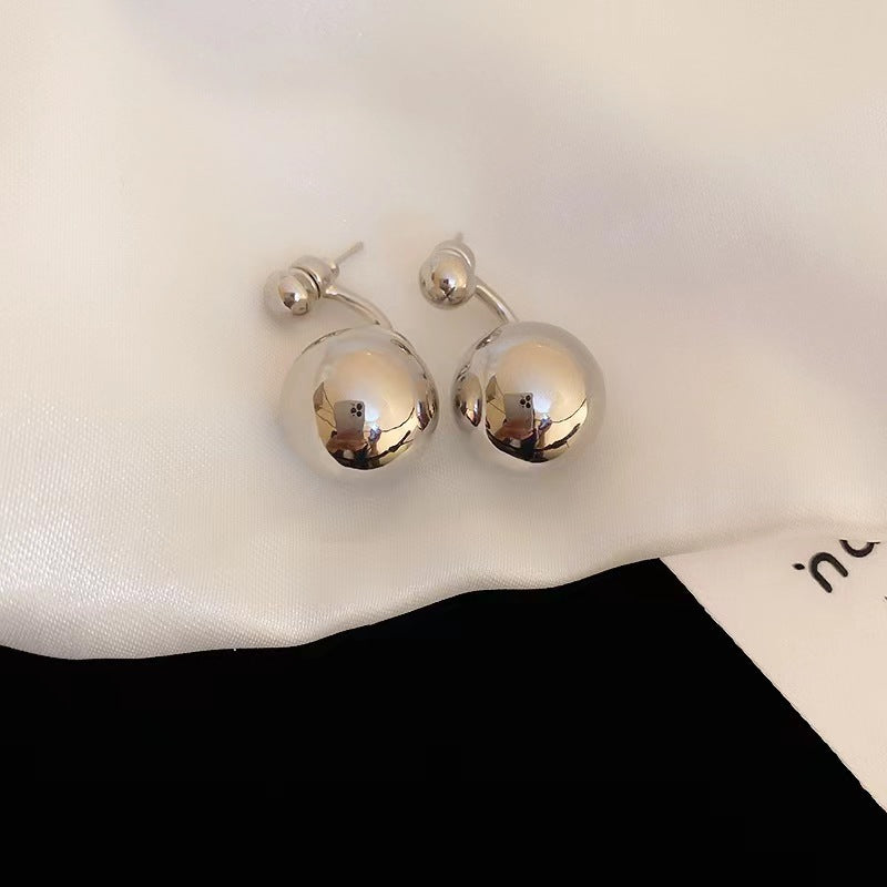 Round Beads Metallic Earrings
