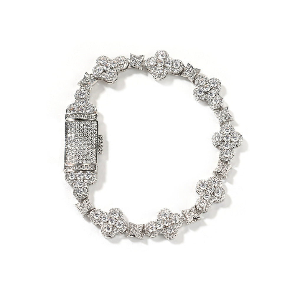 10mm Micro-inlaid Cruciate Flower Bracelet