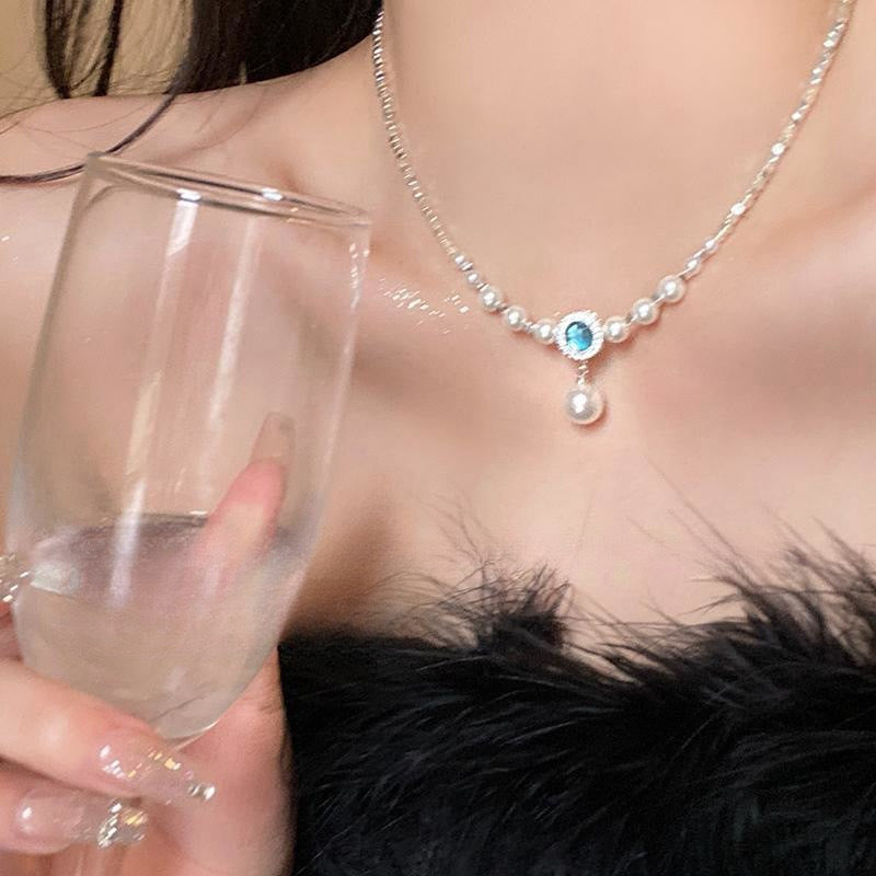 Aquamarine Pearl Necklace