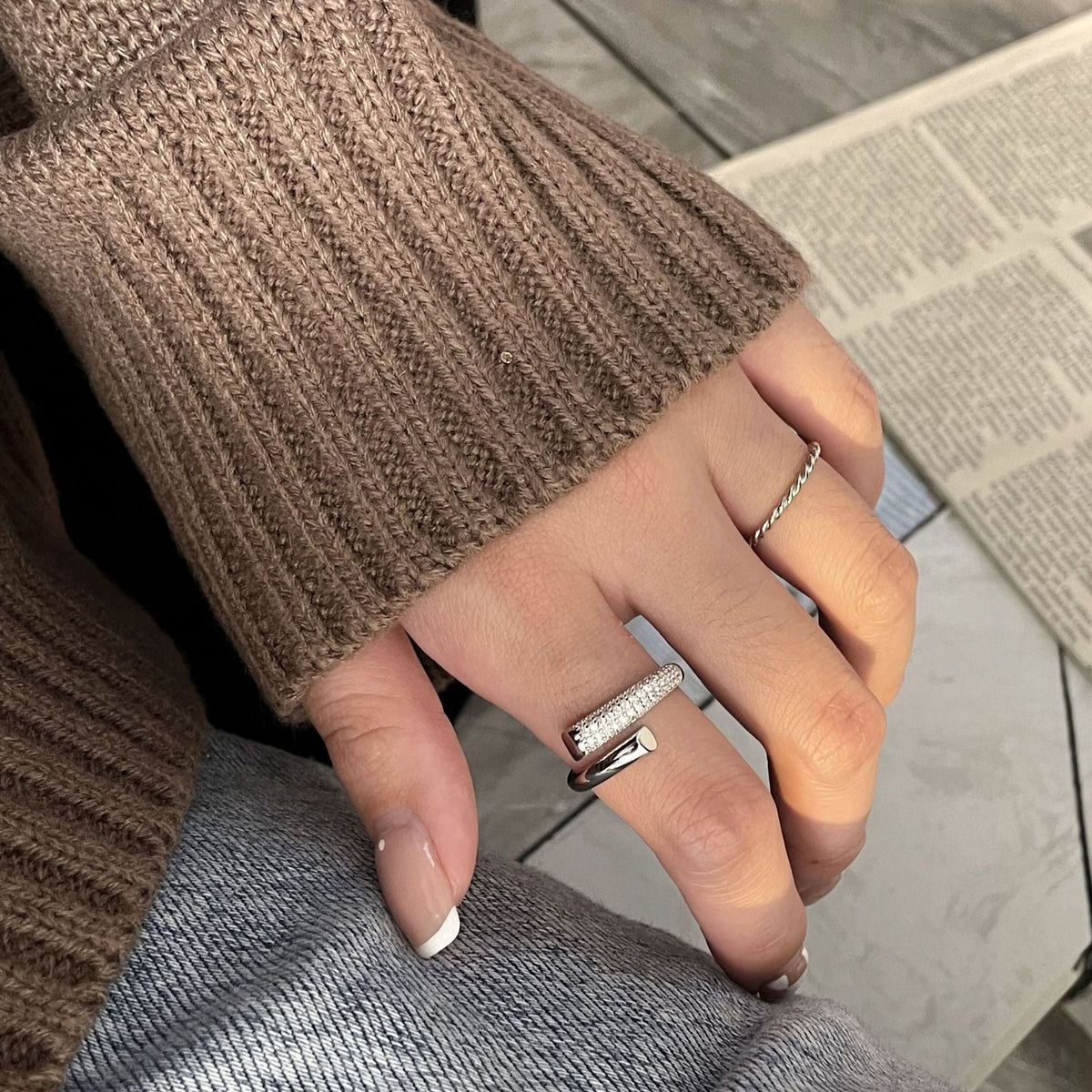 Sterling Silver Zircon Index Finger Ring
