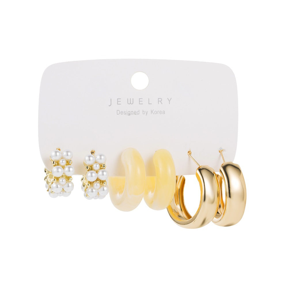 Retro Geometric Resin Earrings Combo