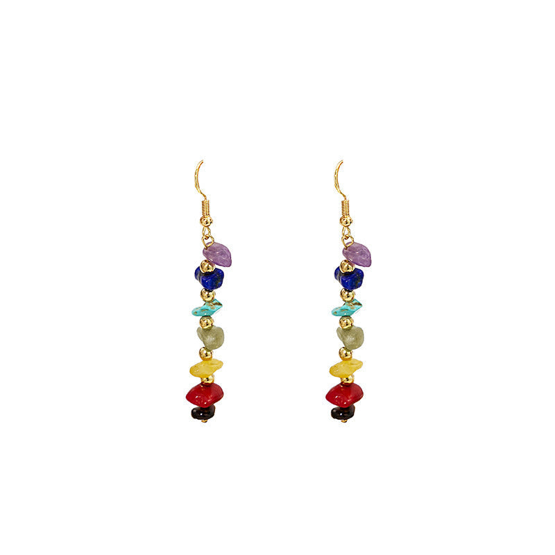 Colorful Irregular Natural Stone Earring