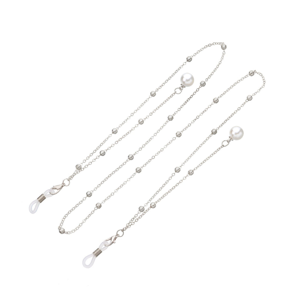 Pearl Tassel Long Glasses Metal Round Bead Chain Face