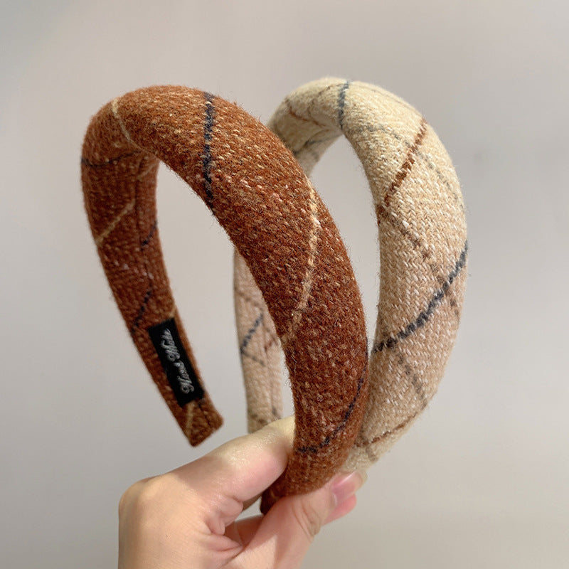 Gentle Temperament Warm Plaid Woolen Headband