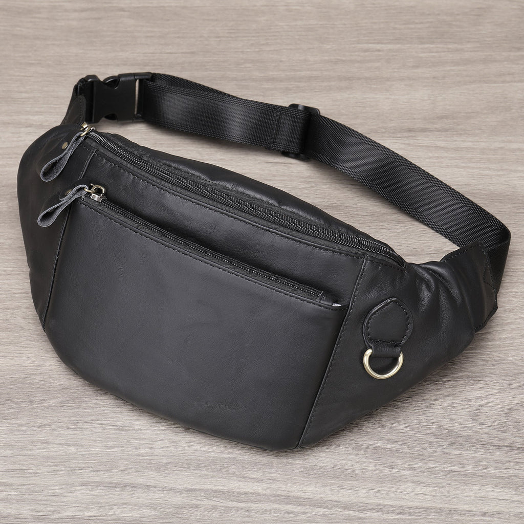Men's First Layer Cowhide Messenger Chest Bag