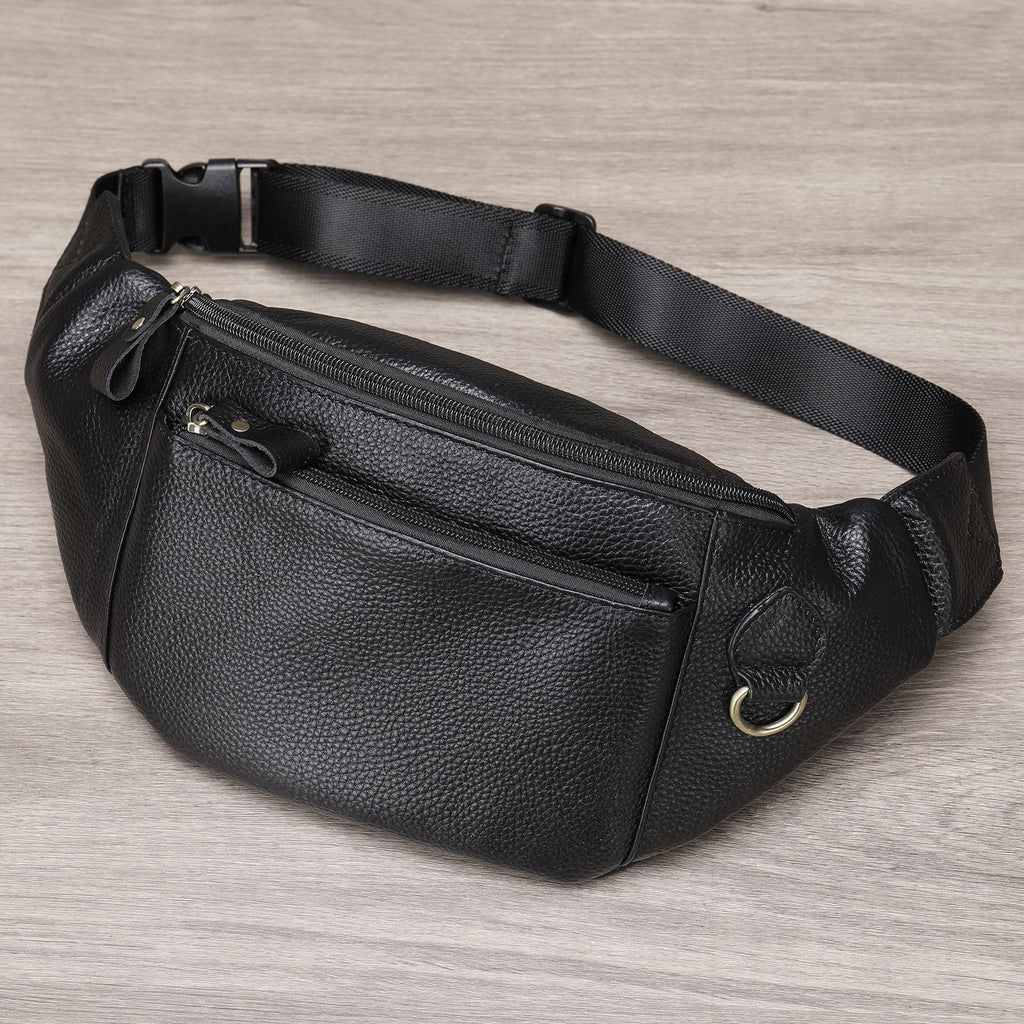 Men's First Layer Cowhide Messenger Chest Bag