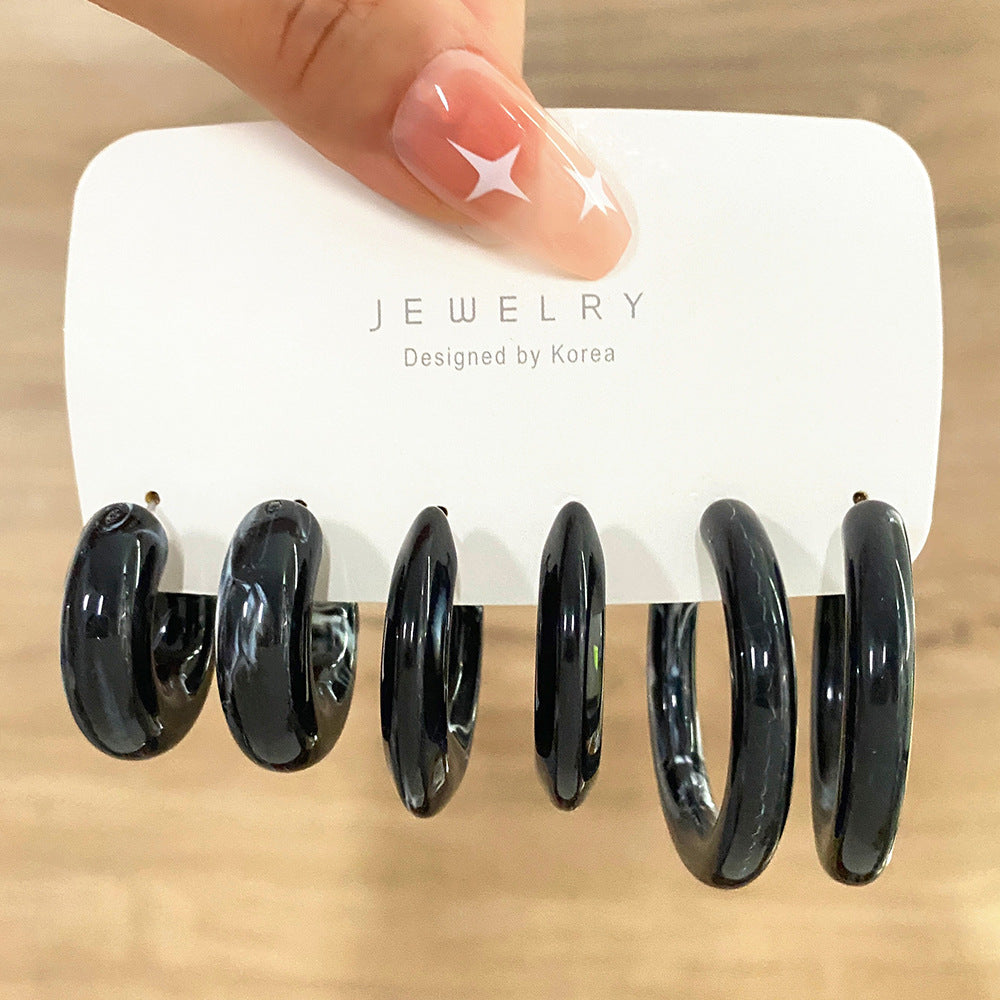Retro Geometric Resin Earrings Combo