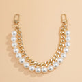Short Handle Chain Pearl Chain Purse Straps Shoulder Pearl Metal Chain